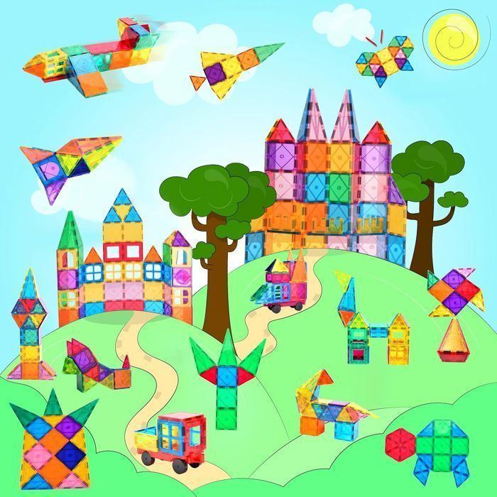 Blocs de Construction Magnétiques - OTBACT - 60 Pièces - Jouet Éducatif - Mixte - 3D