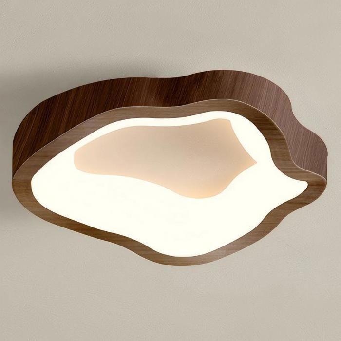Lámpara de techo LED de estilo moderno WOTTES - 14W Blanco cálido IP54 Impermeable Lámpara de techo para sala de estar y pasillo - 1 unidad Nogal Ø23CM