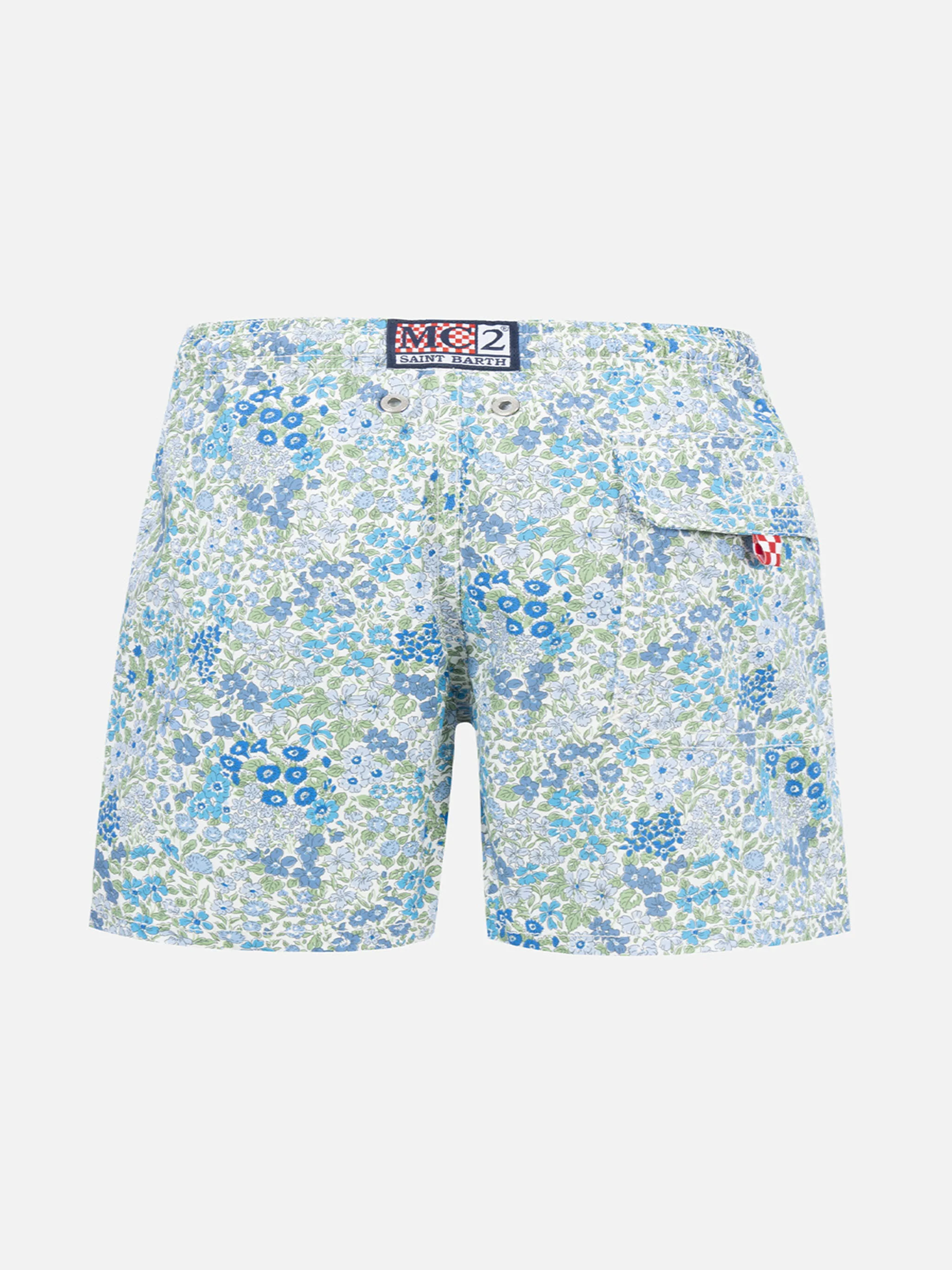Costume da bagno da bambino in jeans di media lunghezza con stampa Joa
