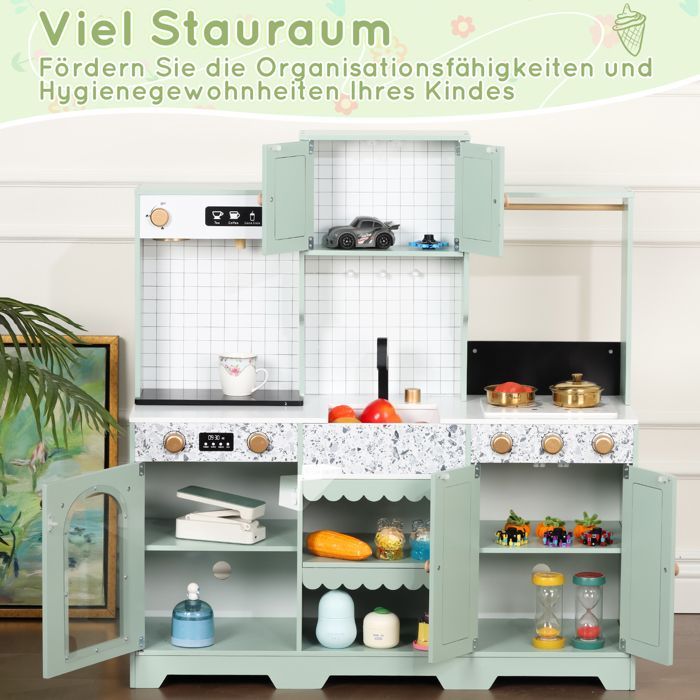 Cuisine Enfant,Cuisine Jouet Multifonctionnelle Équipée d’Accessoires de Cuisine,30x90x98cm