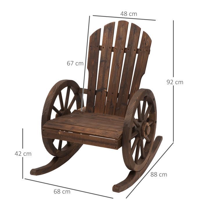 Fauteuil de Jardin Outsunny Bois de sapin 88x68x92cm Marron