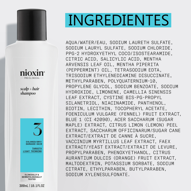 Nioxin Professionals Scalp Hair Shampoo 3 för färgat, torrt och skadat hår, tjocklek och volym, 300 ml