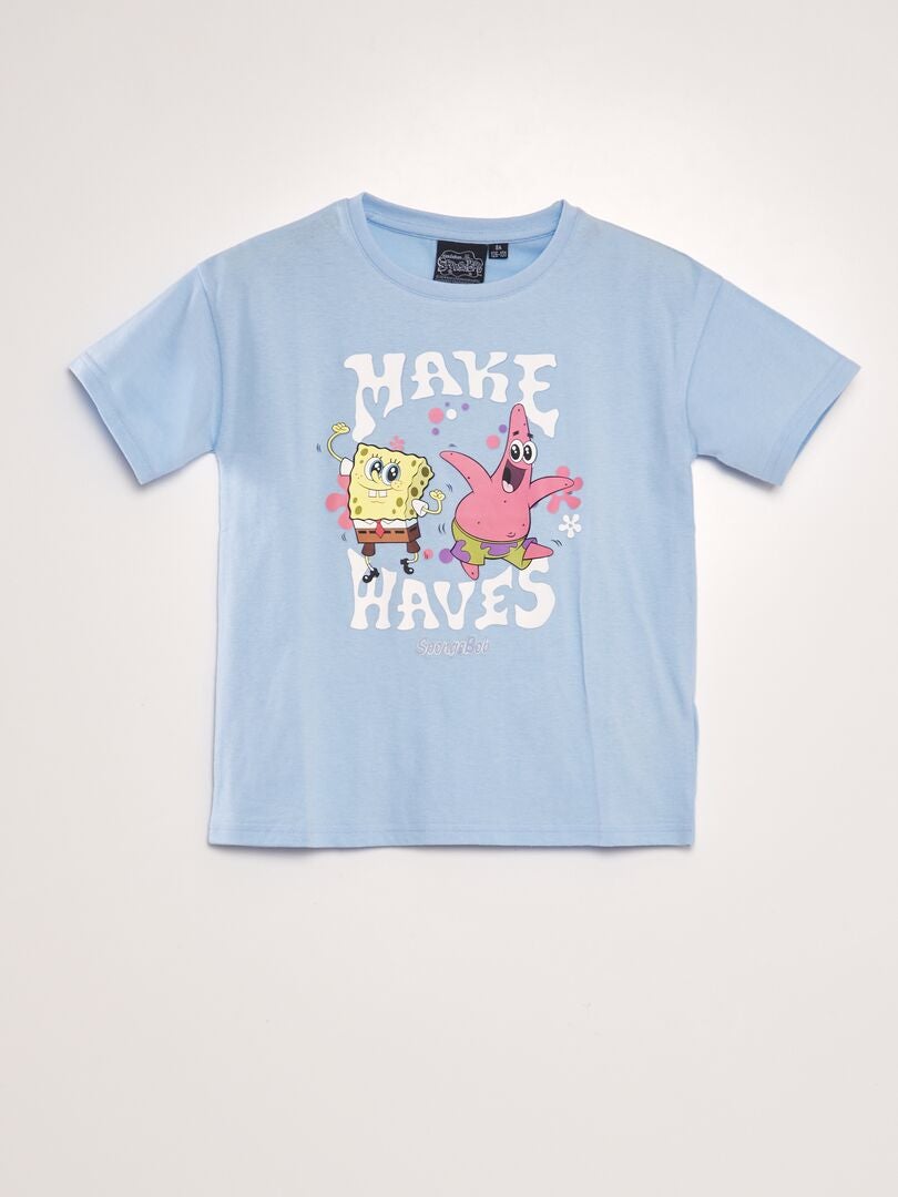 Camiseta de algodão 'Bob Esponja' - AZUL