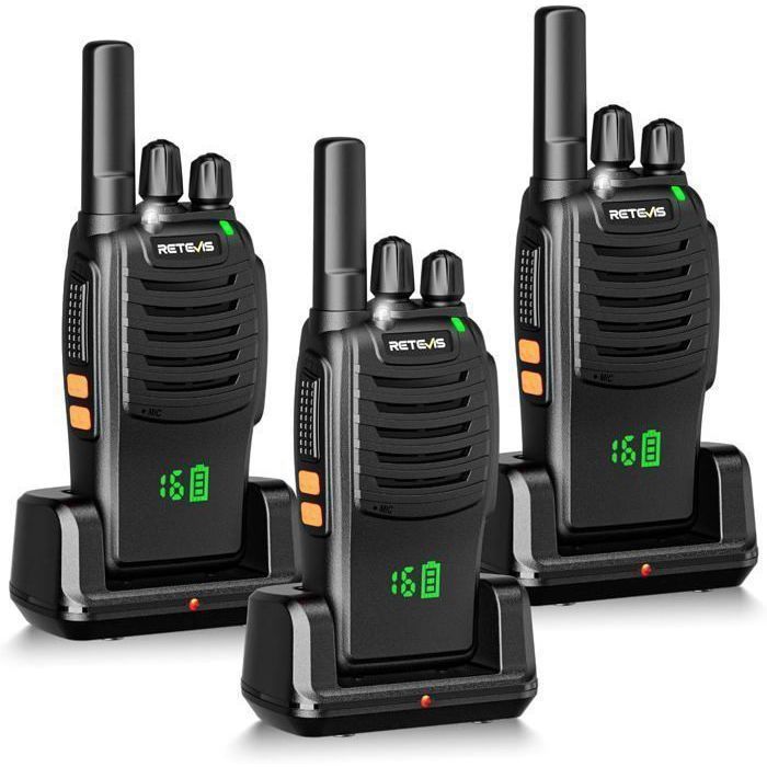 Retevis H777H Professional Walkie Talkie, with Display, Type C Charging and USB Charger, Long Range PMR446, VOX, Alarm (3 Pcs)