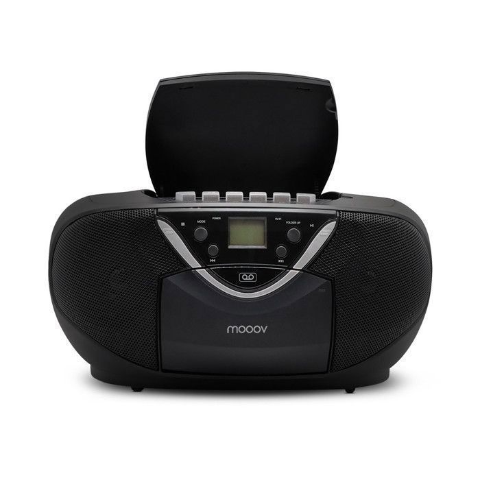 MOOOV 477131 Lecteur Cassette / CD et Radio FM - Fonction Enregistreur de K7 - Poste Cassette Audio Portable Ecran LCD - Noir