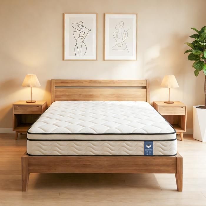 Matelas 90x200 cm HOLDLAMP - Très épais 25 cm - Mémoire de Forme + Ressorts 7 Zones - Hypoallergénique & Réversible Blanc