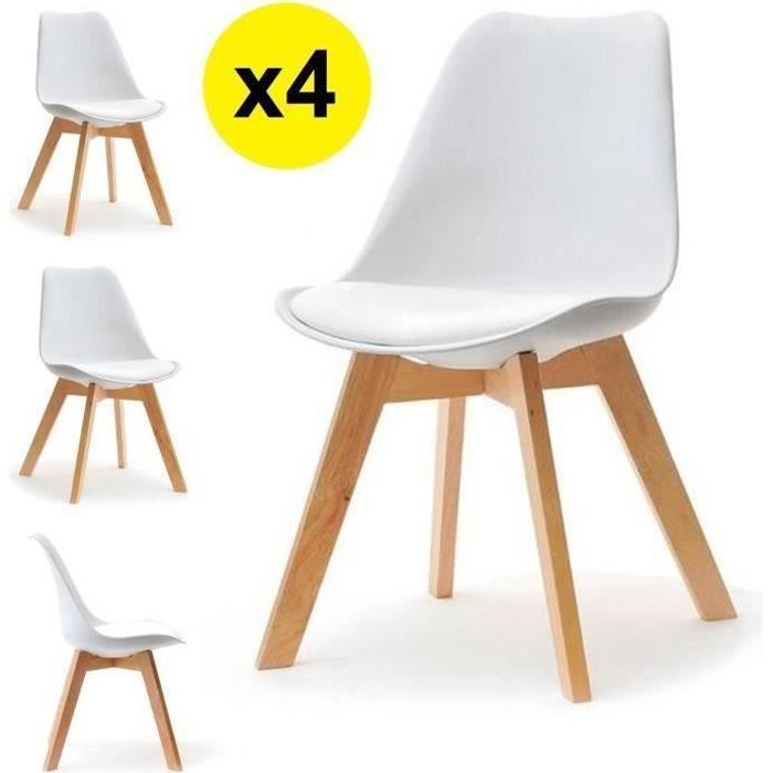 Set di 4 sedie scandinave bianche - Skagen Stile scandinavo, l'ultima tendenza. Caratteristiche: Scocca di seduta e schienale