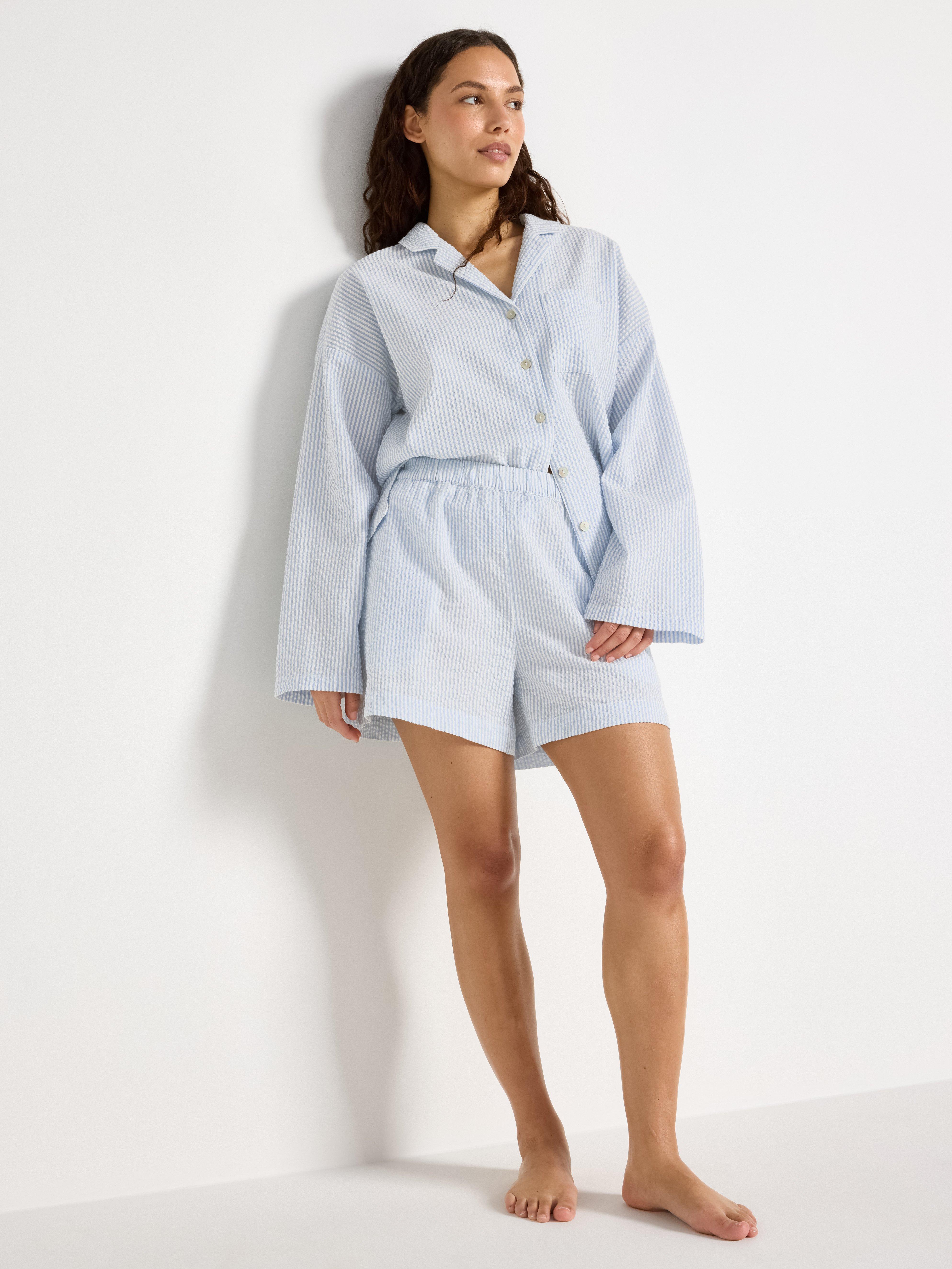 Pyjamasshorts i bekkeblå
