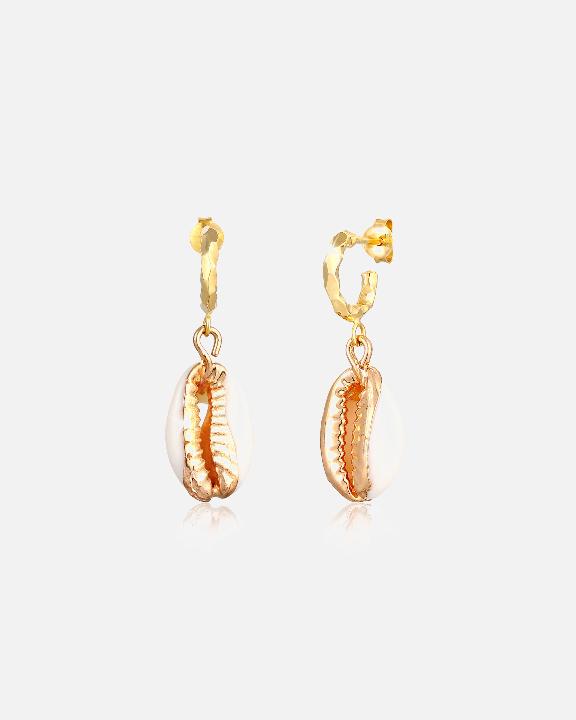 Elli Créoles Coquillage Kauri Plage Été Trend Maritime Boucles d'Oreilles Femme - (925/1000) Argent Plaqué Or