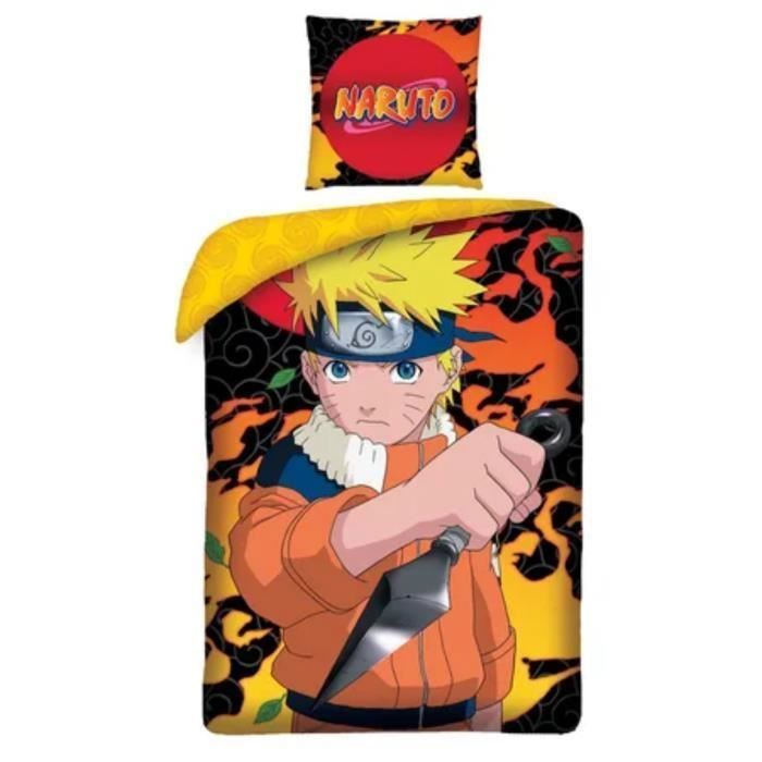 Naruto Shippuden - Juego de ropa de cama infantil, funda nórdica de 140x200 cm, una funda de almohada de 63x63 cm.
