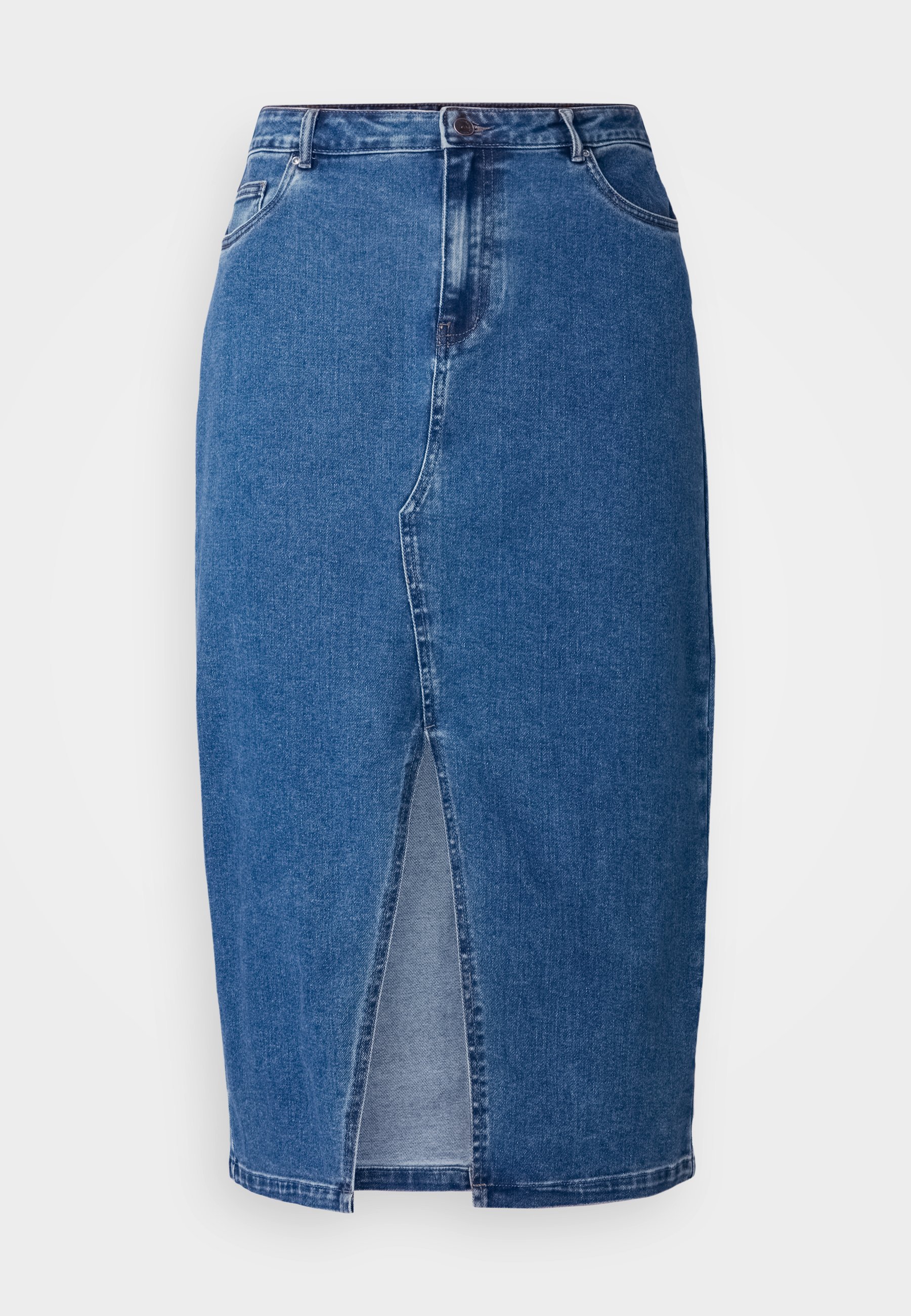 SOLO Carmakoma CARSIRI FRONT SLIT - Gonna a tubino - denim blu medio