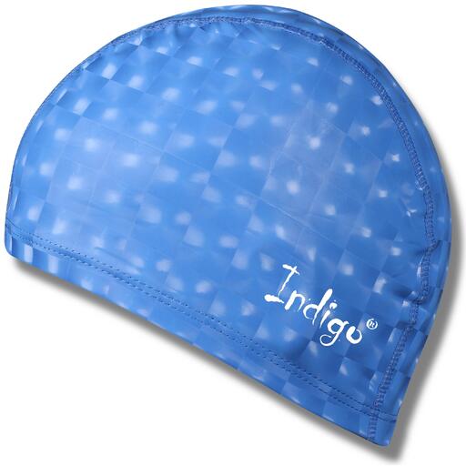 Bonnet de bain en maille caoutchoutée effet 3D indigo