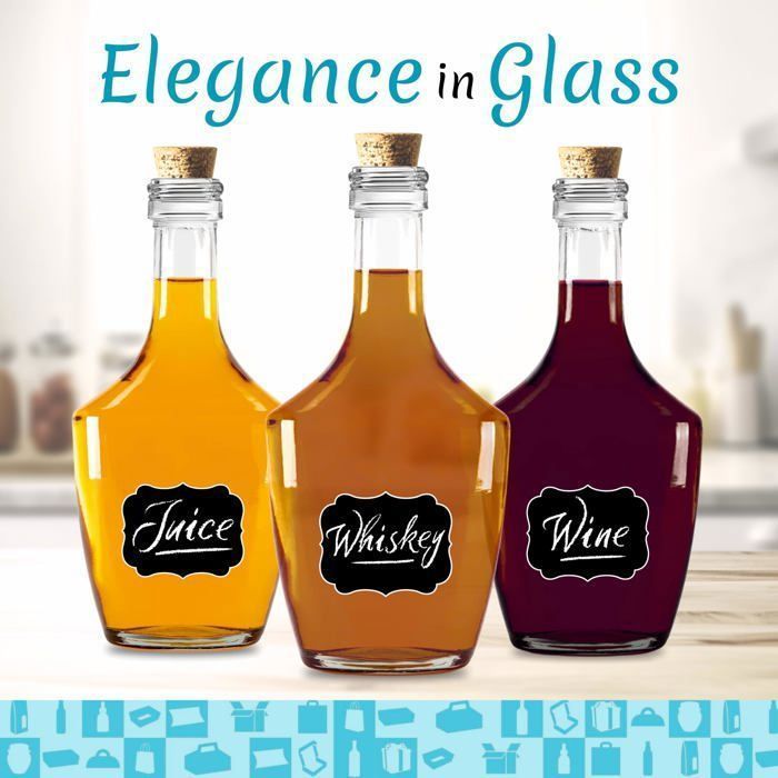 5 Bouteilles de Luxe en Verre 250ml avec Bouchon en Liège | Élégance et Modernité en Verre de Haute