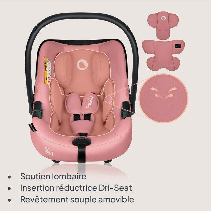 Silla de coche LIONELO Astrid i-Size 40-87 cm - Portabebés - Homologada por ADAC - Ligera - 0-13 kg - Grupo 0+ - Rosa