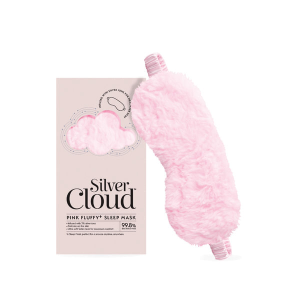 Nadýchaná oční maska a růžový povlak na polštář Silver Cloud Pink