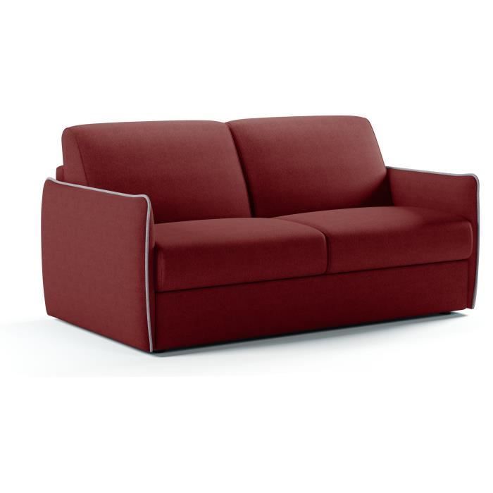Express convertible sofa - AGATHE - Red fabric - 14cm mattress - 175 x 100 x 87 cm