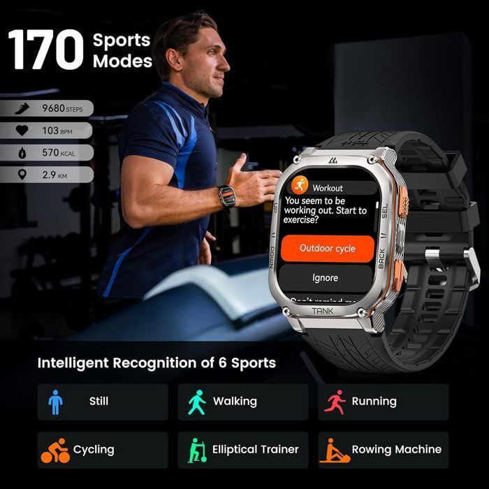KOSPET M3 Ultra Montre Connectée homme Montre Sport GPS 40+ jours 50m Etanche Tracker d'Activit Répondre/appeler Sommeil -Argent