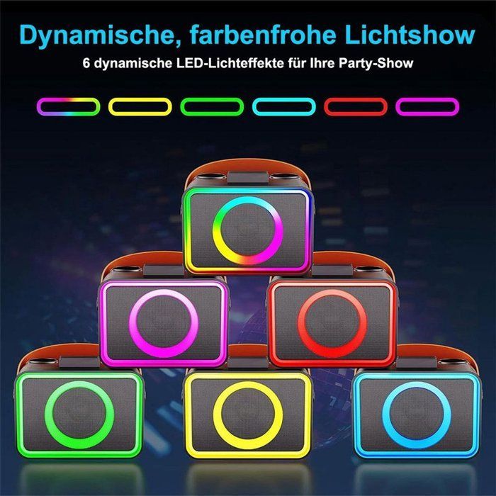 Un kit completo de karaoke, que incluye dos micrófonos de karaoke, una caja de karaoke portátil y un sistema de altavoces Bluetooth, ideal