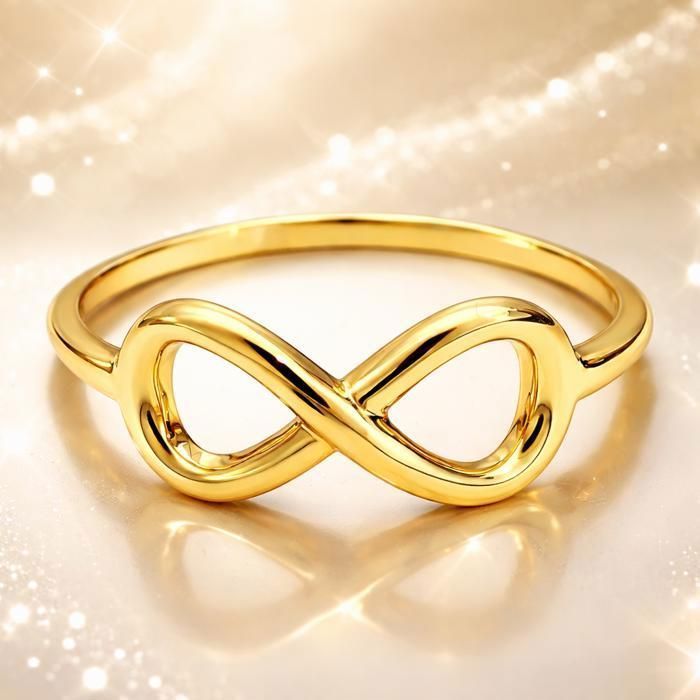 Anillo infinito para mujer, chapado en oro de 18 quilates - Anillo con símbolo de la eternidad - Tallas de la 48 a la 60 - Joyería con sello de garantía - Idea de regalo