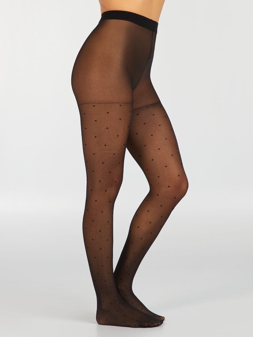 Medias de voile con estampado de lunares - negras