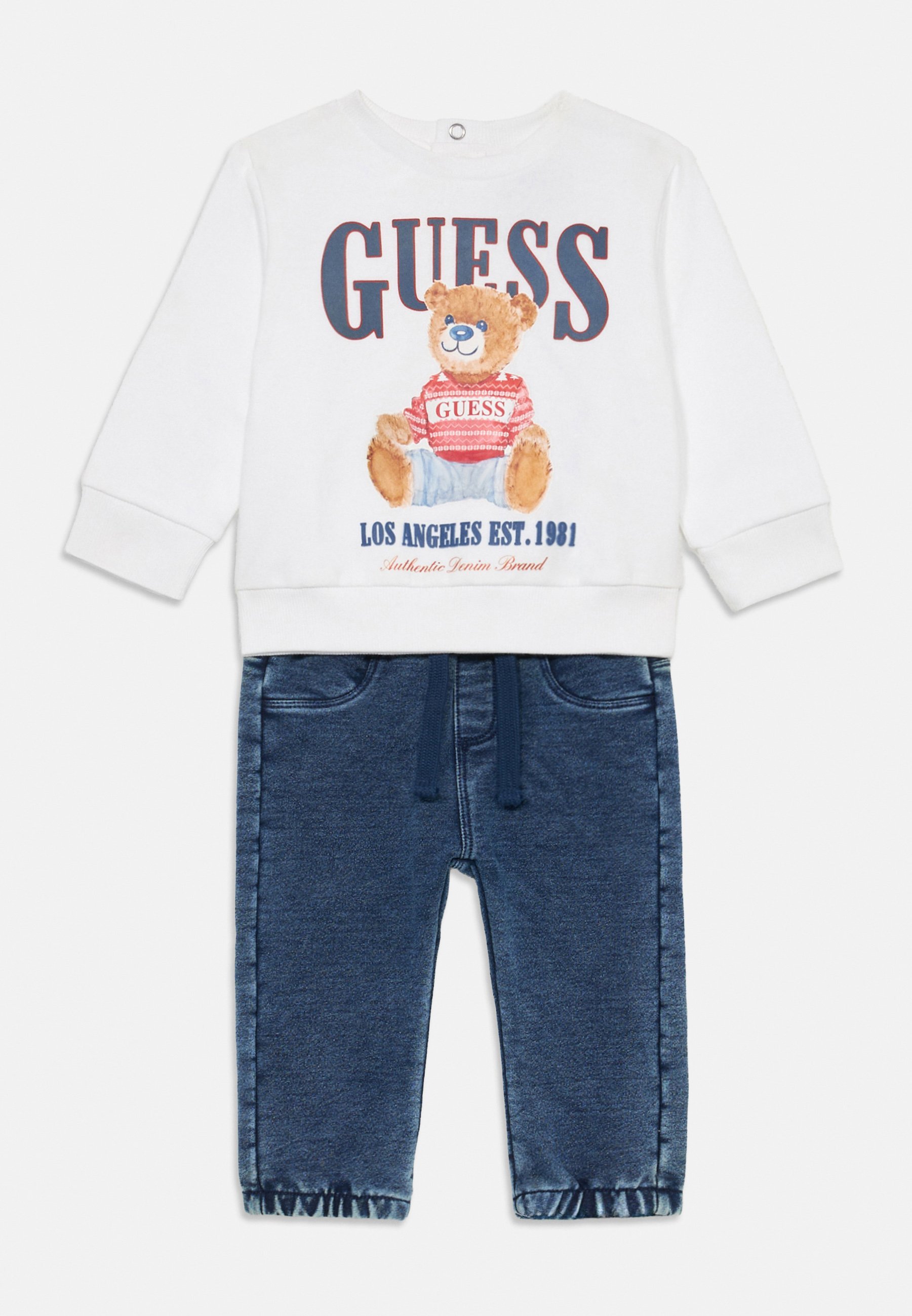 Guess BABY SET ACTIVE - Jeansy z prostą nogawką - czysta biel
