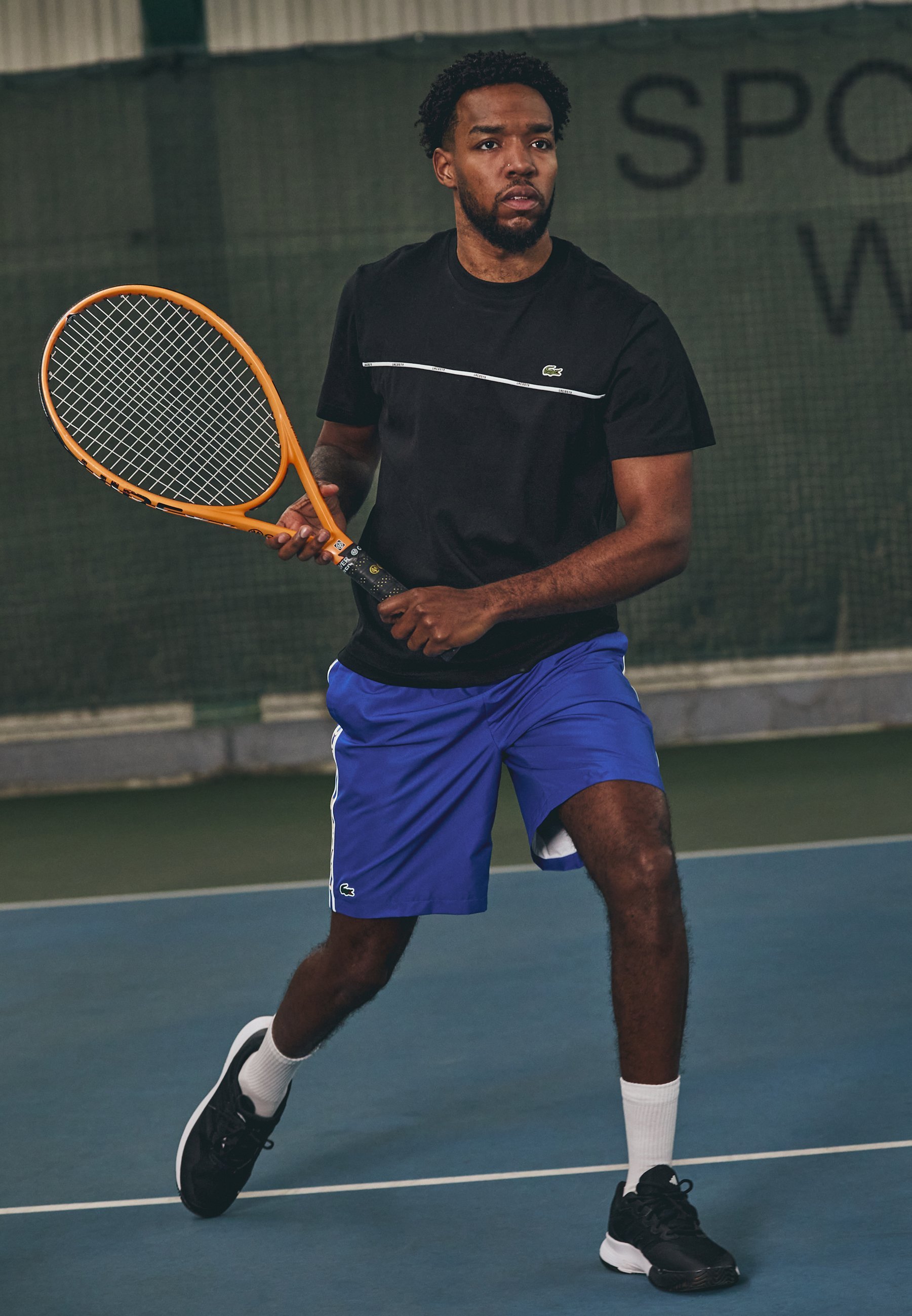 Lacoste Sport TAPE - T-shirt stampata - nera