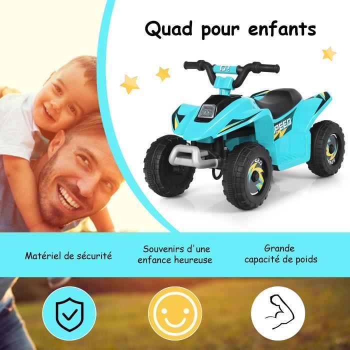 Quadriciclo Elétrico Infantil DREAMADE - Botão de Marcha à Frente/Ré - 4 Rodas Antiderrapantes - Azul