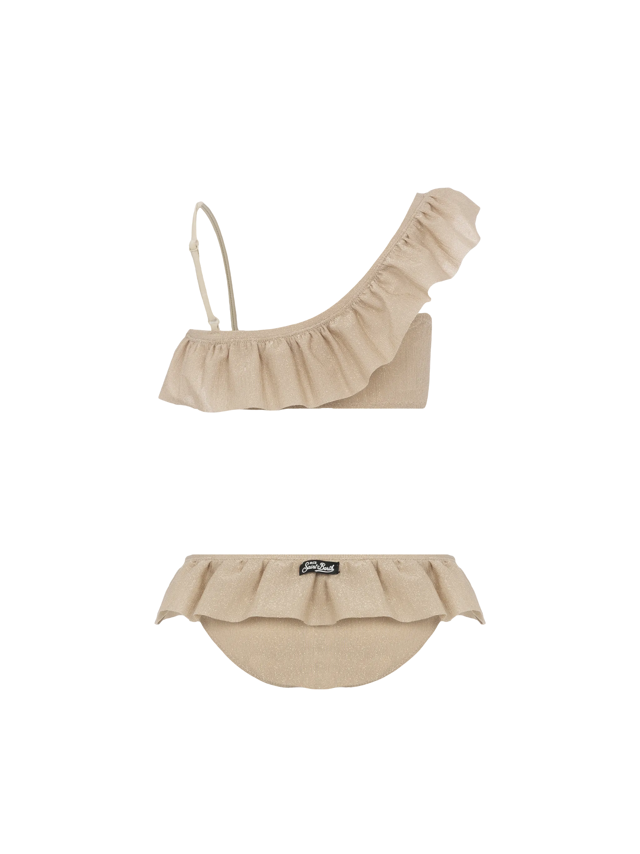 Bikini monospalla Rey in lurex con volant
