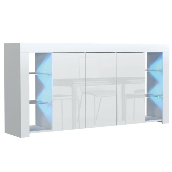 Komoda 164cm RTV ONE FURNITURE - Biały Laminat & Połysk
