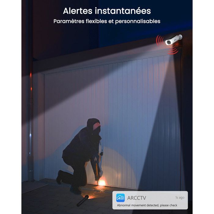 Kit Caméra de Surveillance Sans Fil ARCCTV  4MP, Vidéosurveillance+4 caméras batteries solaires+1 station 4CH avec 64GB carte sd