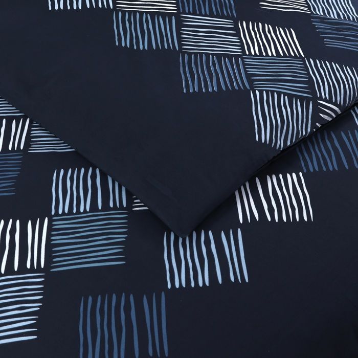 VISION - Set di biancheria da letto Nora - 100% cotone - Copripiumino 200x200 cm + 2 federe 65x65 cm - Blu