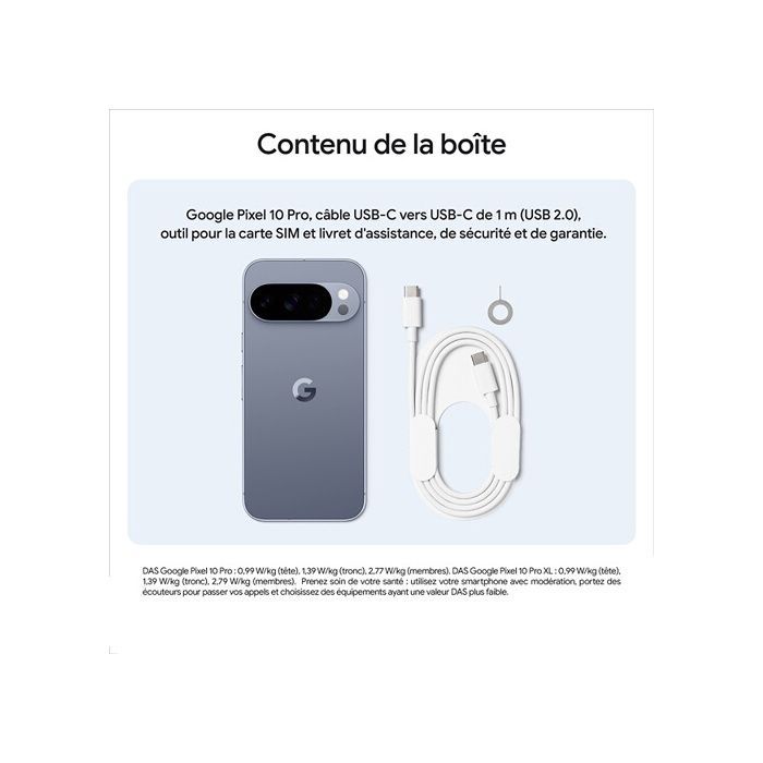 Smartphone Google Pixel 10 Pro 256 Go Quartz Gris