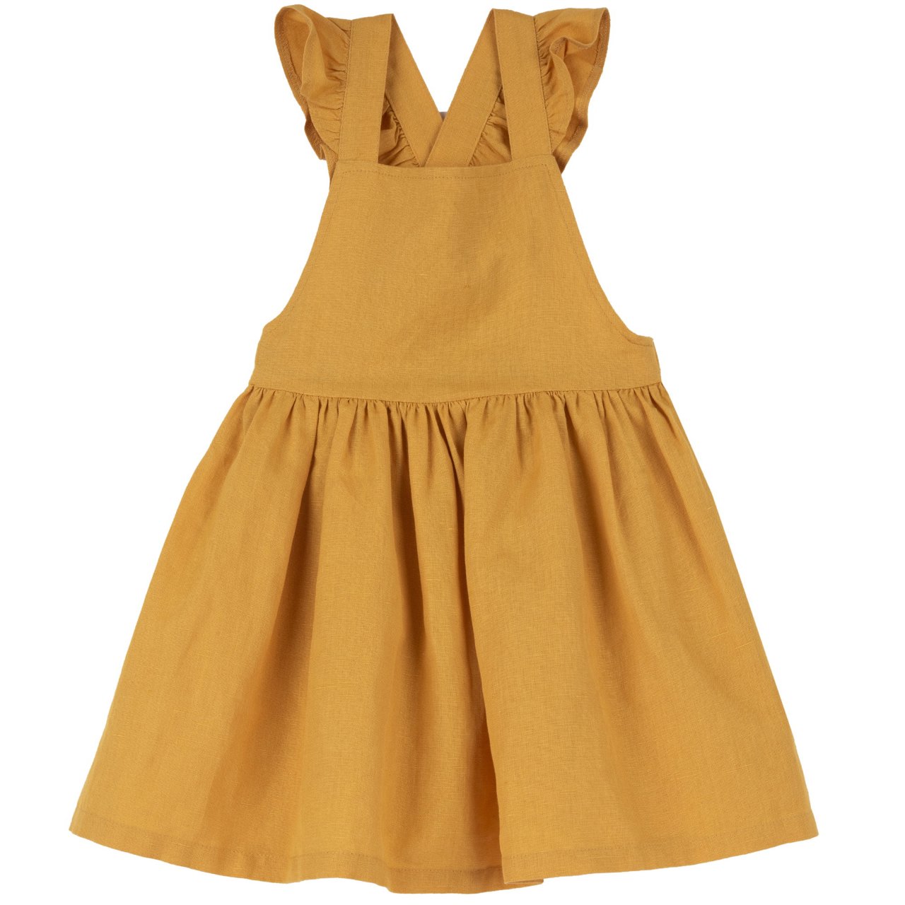 Kleid aus Baumwolle und Leinen mit Rüschen