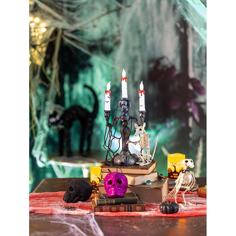 Hjem Lysestake svart med 3 lys Halloween