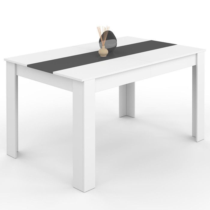 Mesa de comedor rectangular fija - IDMARKET - GEORGIA - Blanca y gris - 6 personas - 140 cm