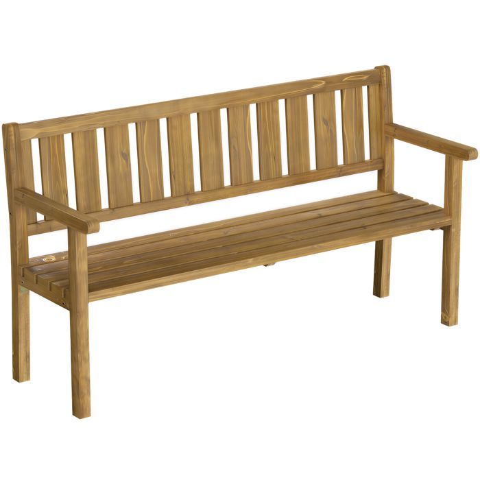 Banco de jardín - banco de exterior - Outsunny - 3 plazas, personalizable (DIY) con capacidad de carga de 360 kg - madera - 167x57x93cm - teca