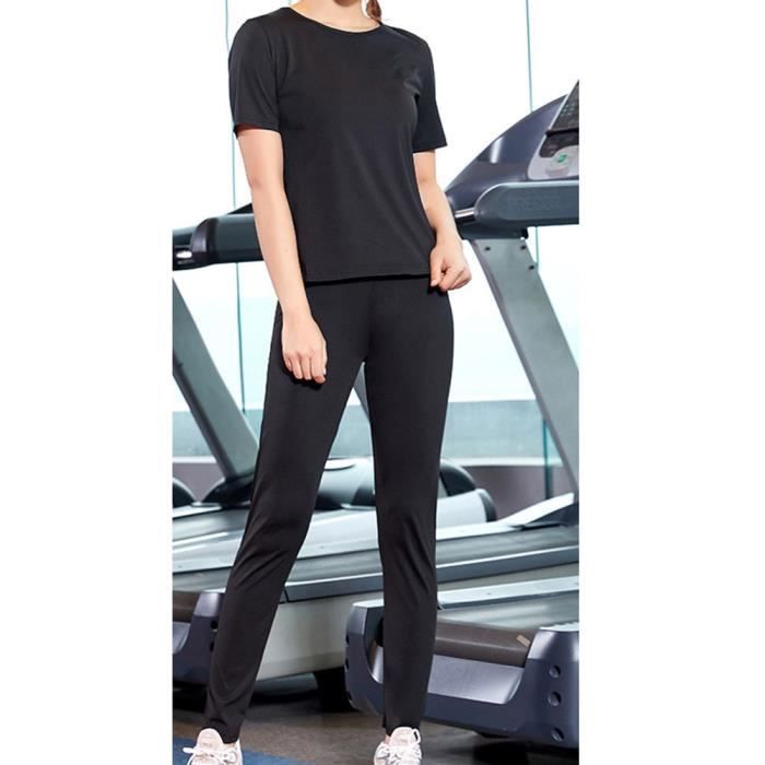 Camiseta de mujer transpirable - INSFITY - Manga corta - Negra - Impermeable - Fitness