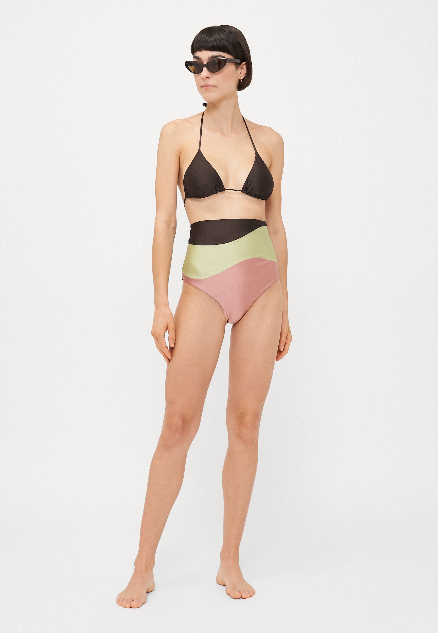 ADRIANA DEGREAS GIARDINO - Bikini taille haute - café/vert/rose