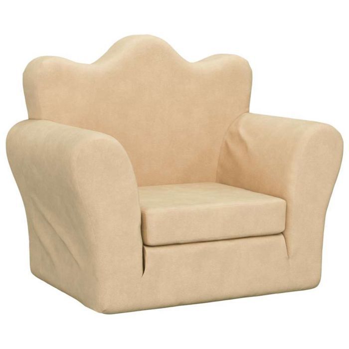 Baby-Sessel - Baby-Sofa Vidaxl - 357055 - Cremefarbenes Plüsch-Kinder-Schlafsofa