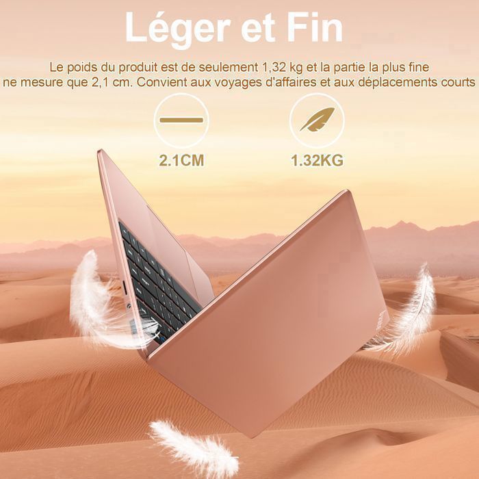 BVATE PC portable -14''FHD - RAM 6Go+256Go Mémoire - Ordinateur Portable Windows11 |Celeron N4020 - Stockage1To extensible -Or