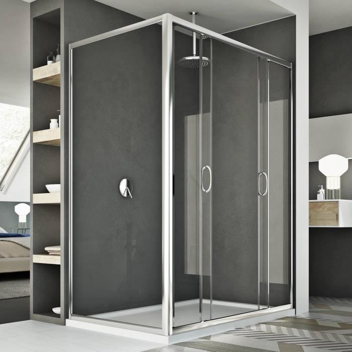 Cabine Douche - Replay - Duo 2 Portillons - 90x120 cm - Verre 6mm - Aluminium