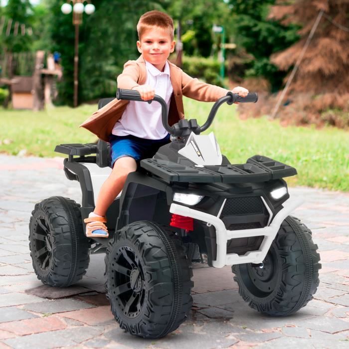 Elektrisches Quad für Kinder mit 2 x 40-W-Motoren – mit 4 Federungen, Vorwärts- und Rückwärtsgang sowie Audiosystem. Farbe: Weiß