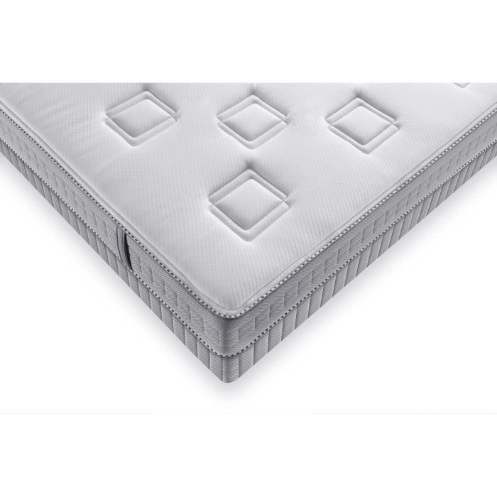 Conjunto de colchón SIMMONS 90x190 + base de láminas - Muelles ensacados - Espuma viscoelástica - 24 cm - SW2