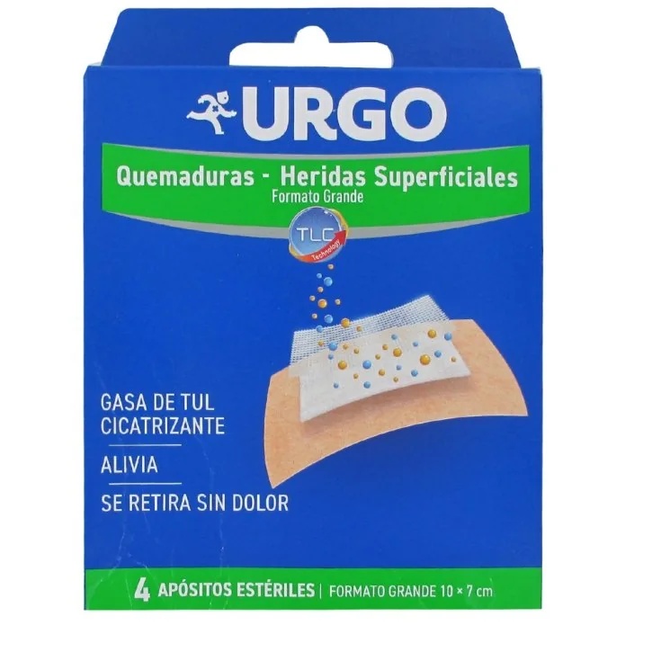 URGO Urgo oppervlakkige brandwonden waterdicht 10 x 7 cm 4 stuks