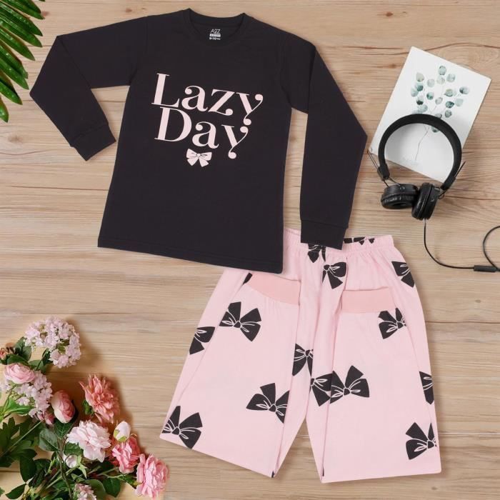 Conjunto de pijama estampado A2Z 4 Kids Lazy Day para niñas de 2 a 13 años.