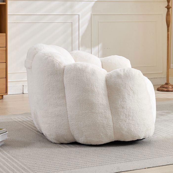 LINHOO Lotus Compact Bean Bag/Pear Sofa for Adults, Soft Short-Pile Velvet, No Assembly Required, Lightweight and Portable