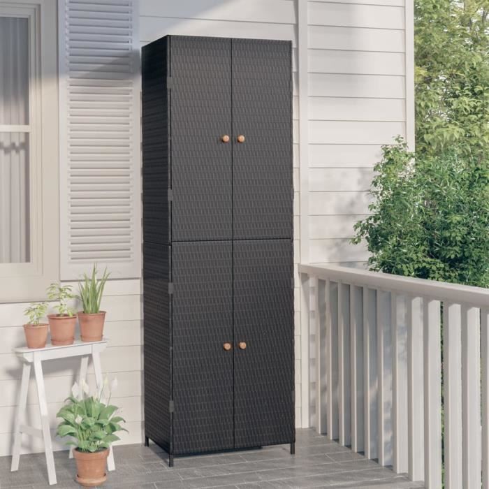 Mobile contenitore - VIDAXL - Nero - 59x40x180 cm - Resina intrecciata - Per esterni