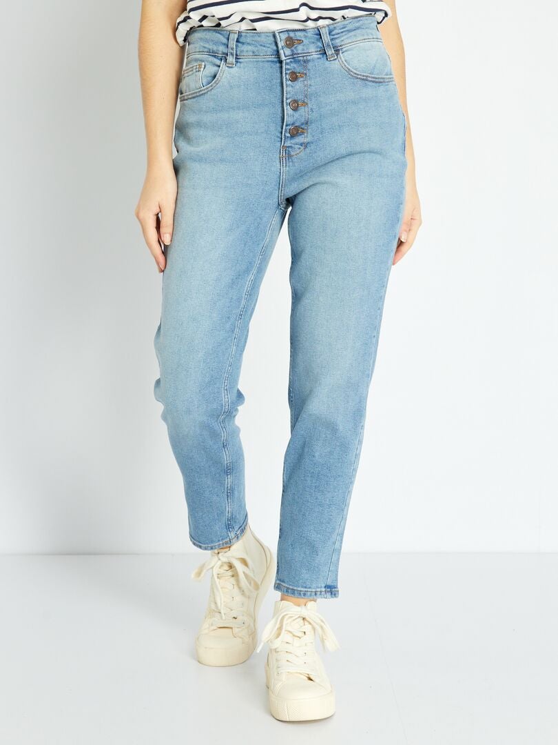 Zeer hooggetailleerde mom jeans - L30 - blauw
