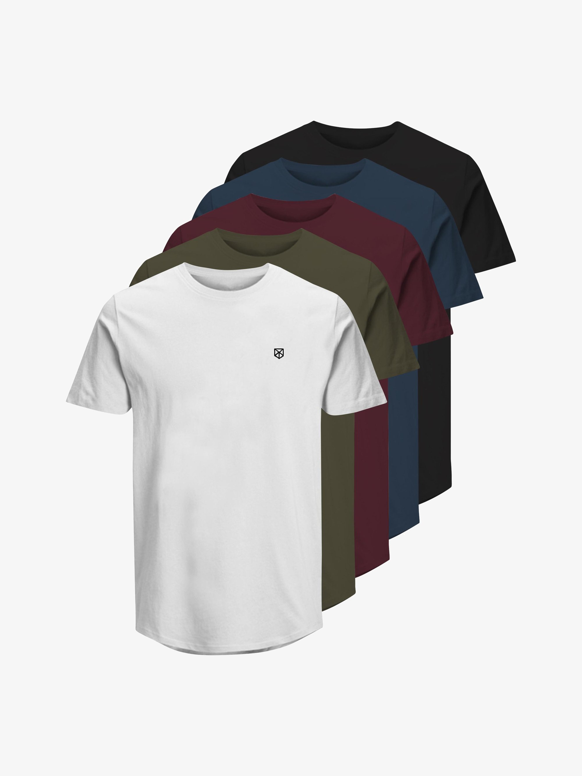 Jack & Jones PREMIUM JPRBRODY TEE CREW 5 PACK - Lihtne T-särk - tumesinine bleiser/valge/oliiviroheline/must/portroyale