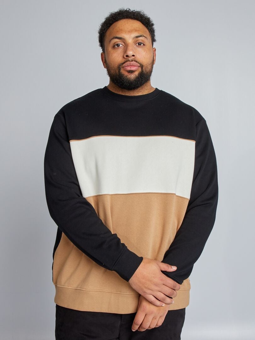 Sweatshirt met ronde hals van fleecestof - BEIGE